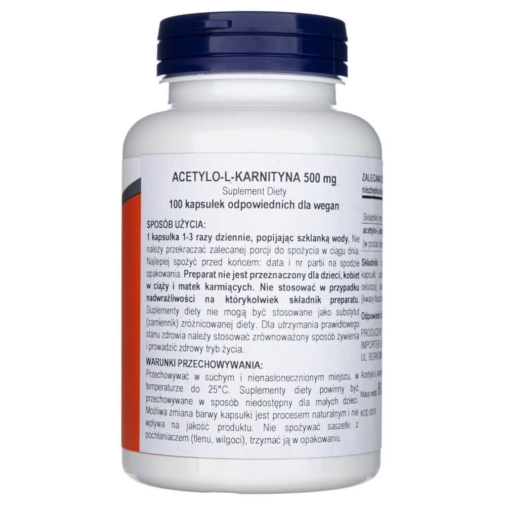Now Foods Acetyl-L-Carnitine 500 mg - 100 Veg Capsules